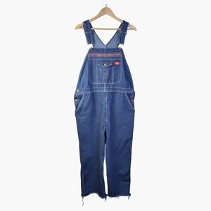 Vintage 90s Dickies Denim Workwear Cropped Overalls | Carpenter Bib | Size XL